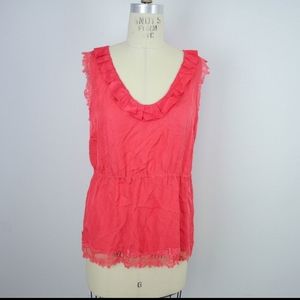 Odille Anthrologie 100% Silk Sleeveless Lace Top